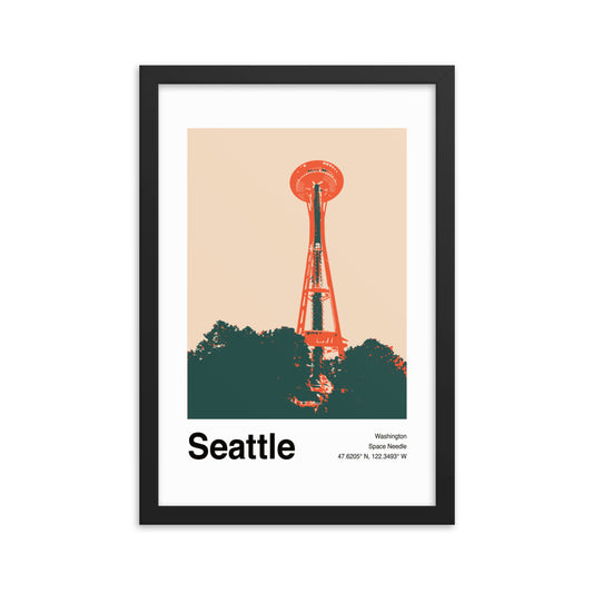 Minimal Seattle framed poster