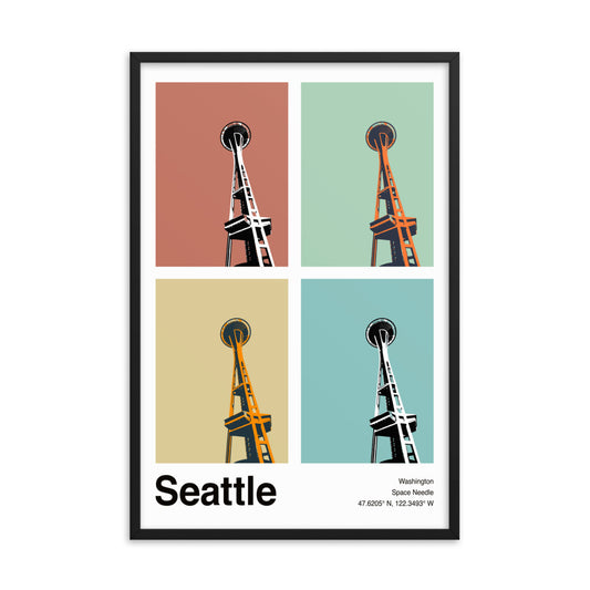 Minimal Seattle pop art framed poster