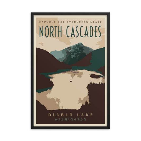 North Cascades Diablo Lake framed poster